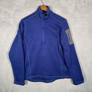 Eddie Bauer Mens Medium Blue 1/4 Zip Fleece Sweater
